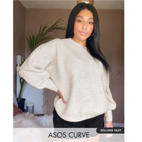ASOS Curve Sweaters - ASOS Curve Fluffy Balloon Sleeve Sweater - Size 20